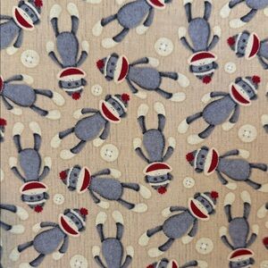 Vintage retro Sock Monkey Patterned Fabric cloth art design